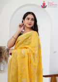 Yellow Pure Ho Silk Zari Embroidery Saree for Haldi Ceremony | Ethnic Wear
