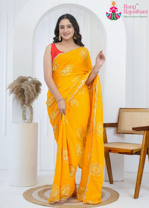 Yellow Chinnon Banarasi Zari Weave Saree for Haldi Ceremony | New Arrival