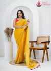 Yellow Georgette Royal Saree : Zari Khaddi Glow