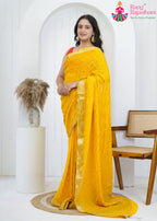 Yellow Pure Chinon Wedding saree with Sequence from Rang Rajasthani