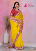 Yellow Art Silk Gota Patti Saree for Haldi Ceremony | Elegant Pick