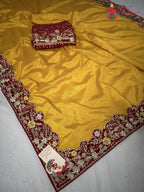 fabric texture of yellow fabric saree